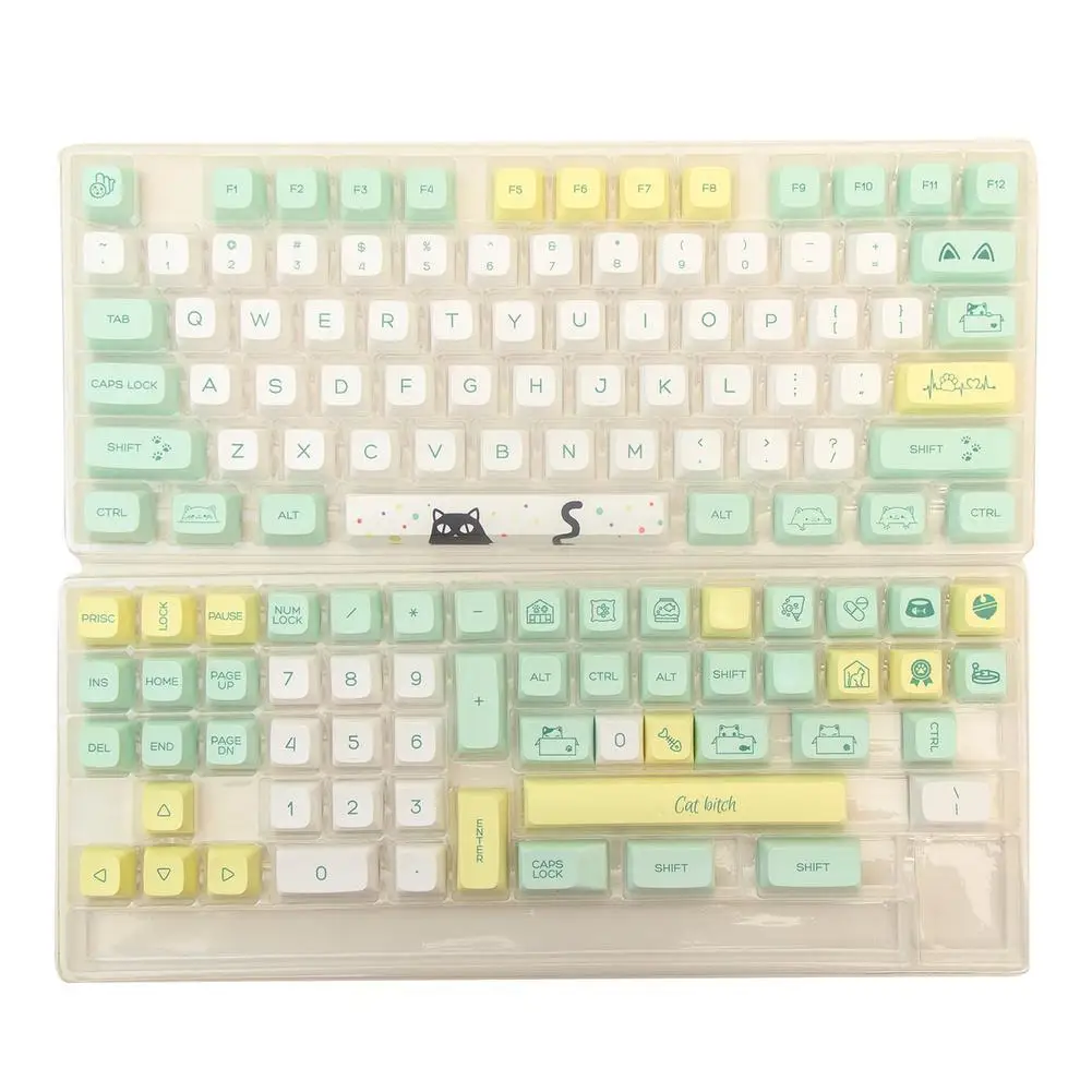 Колпачки для клавиш XDA с изображением странного кота 131 колпачок PBT механической