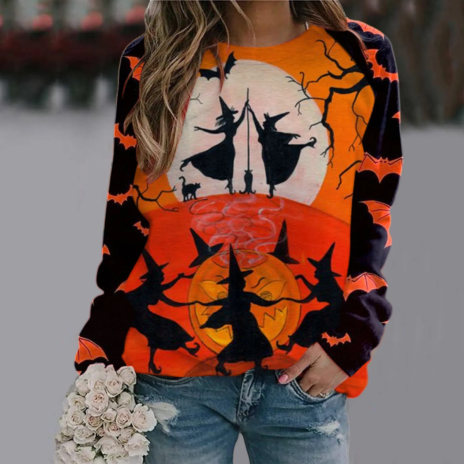 

Hooded Sweatshirt Womens Womens Sweatshirts Halloween Shirts Long Sleeves Cat Shirts Halloween Pullovers Womens Shirt Sweatshirt
