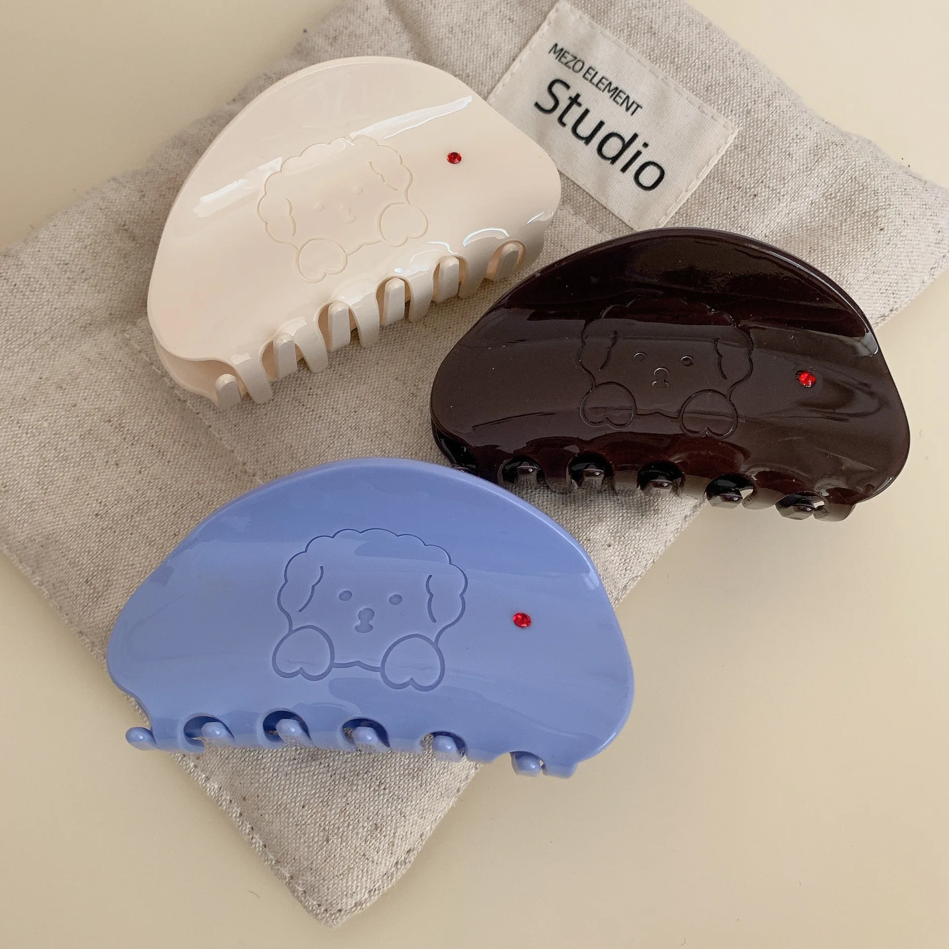 Новый набор ацетатных когтей для волос с милым щенком и ромбовидным полукруглым