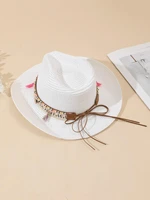 hats gorras sombreros capshat shell tassel decor straw hat beach