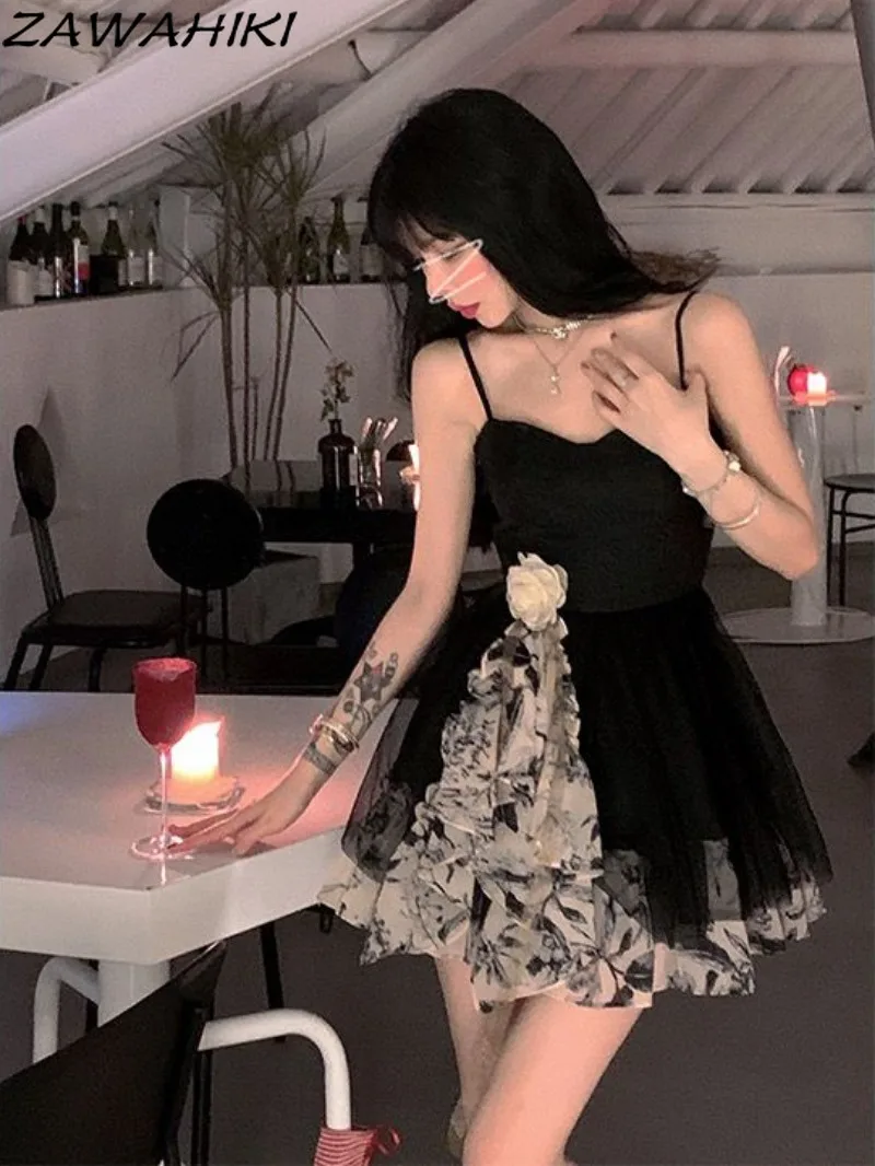 Платье ZAWAHIKI для женщин в стиле пэчворк контрастного цвета летнее платье Y2K