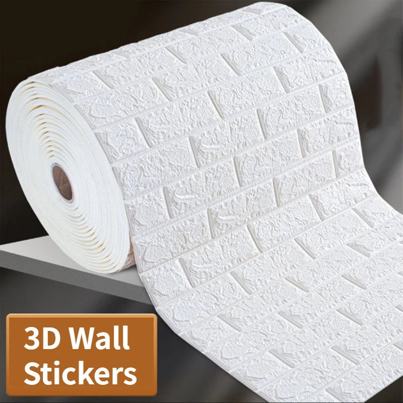3D Continuous Brick Wall Stickers Self-adhesive Wallpaper Waterproof Stickers DIY Home Decoration Foam Wall Stickers