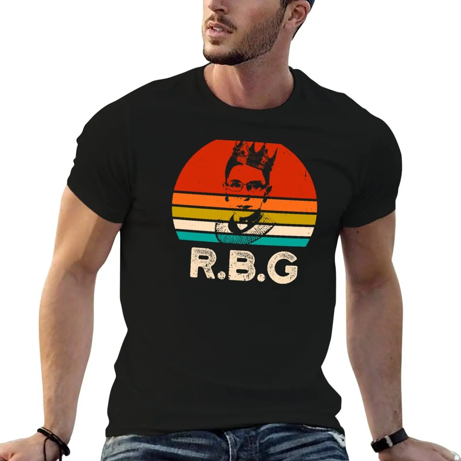 Фото Винтажная футболка Notorious RBG с принтом Рут Бедер, футболка с круглым вырезом и винтажным принтом №1