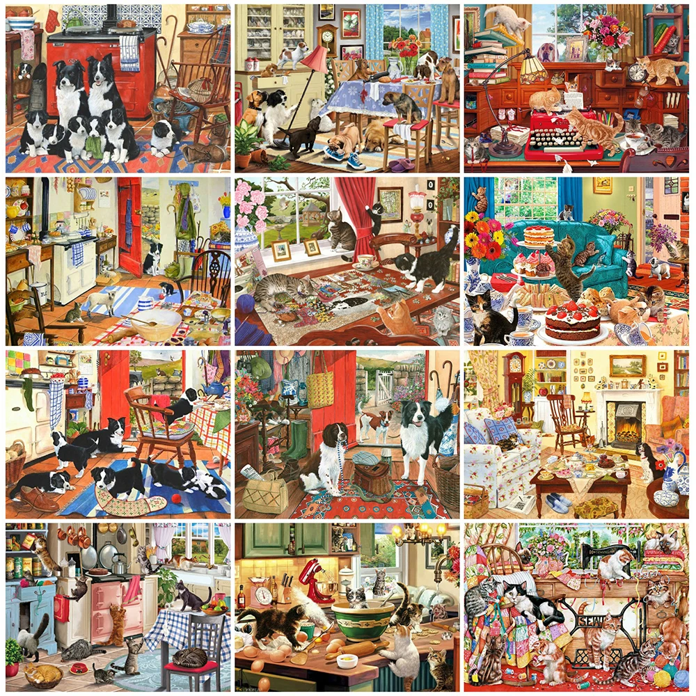 

MomoArt Diamond Embroidery Cat Full Square Drill 5D Mosaic House Cross Stitch Kits Animal Painting Handmade Hobby