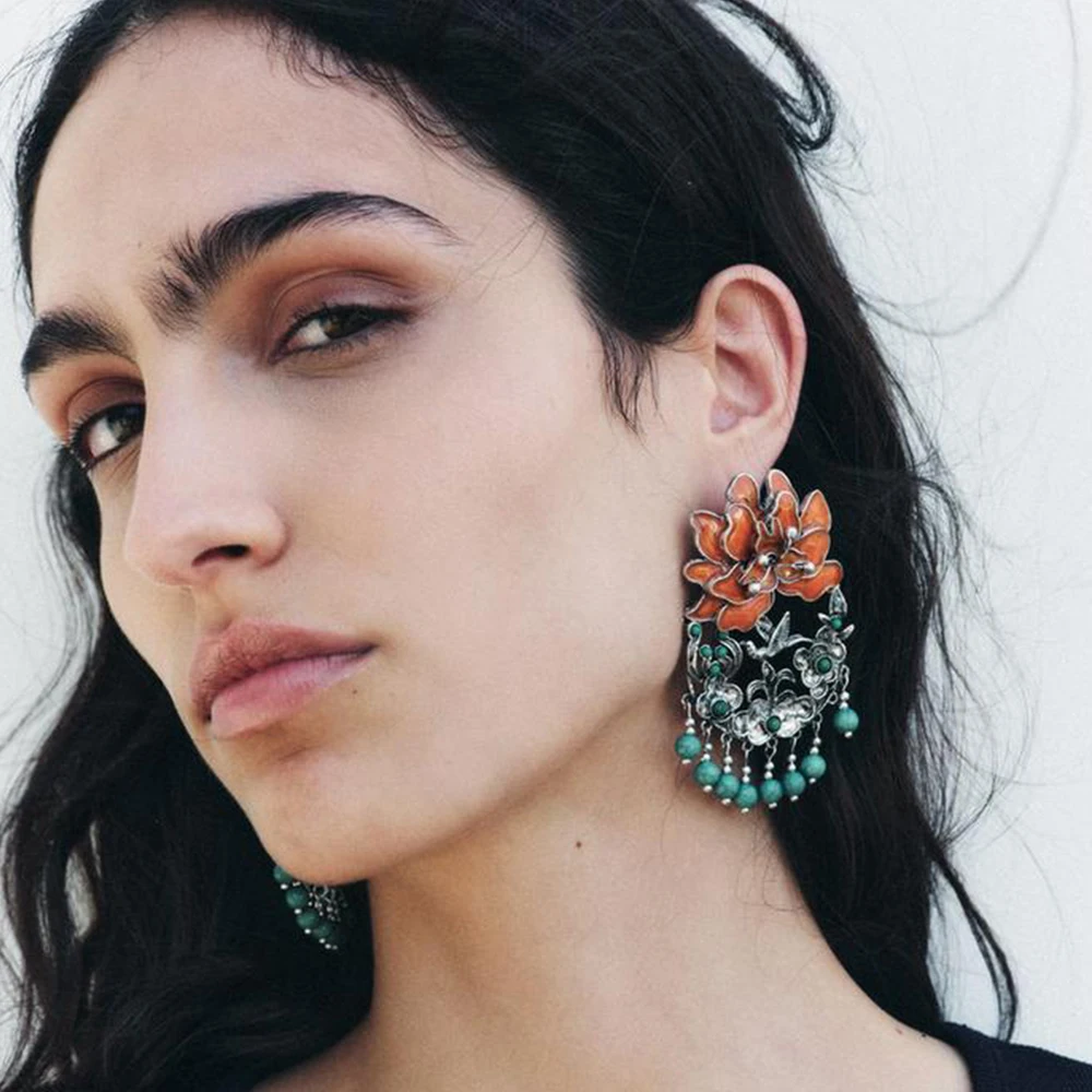 Винтажные серьги ZAA в индийском этническом стиле ювелирные изделия для женщин