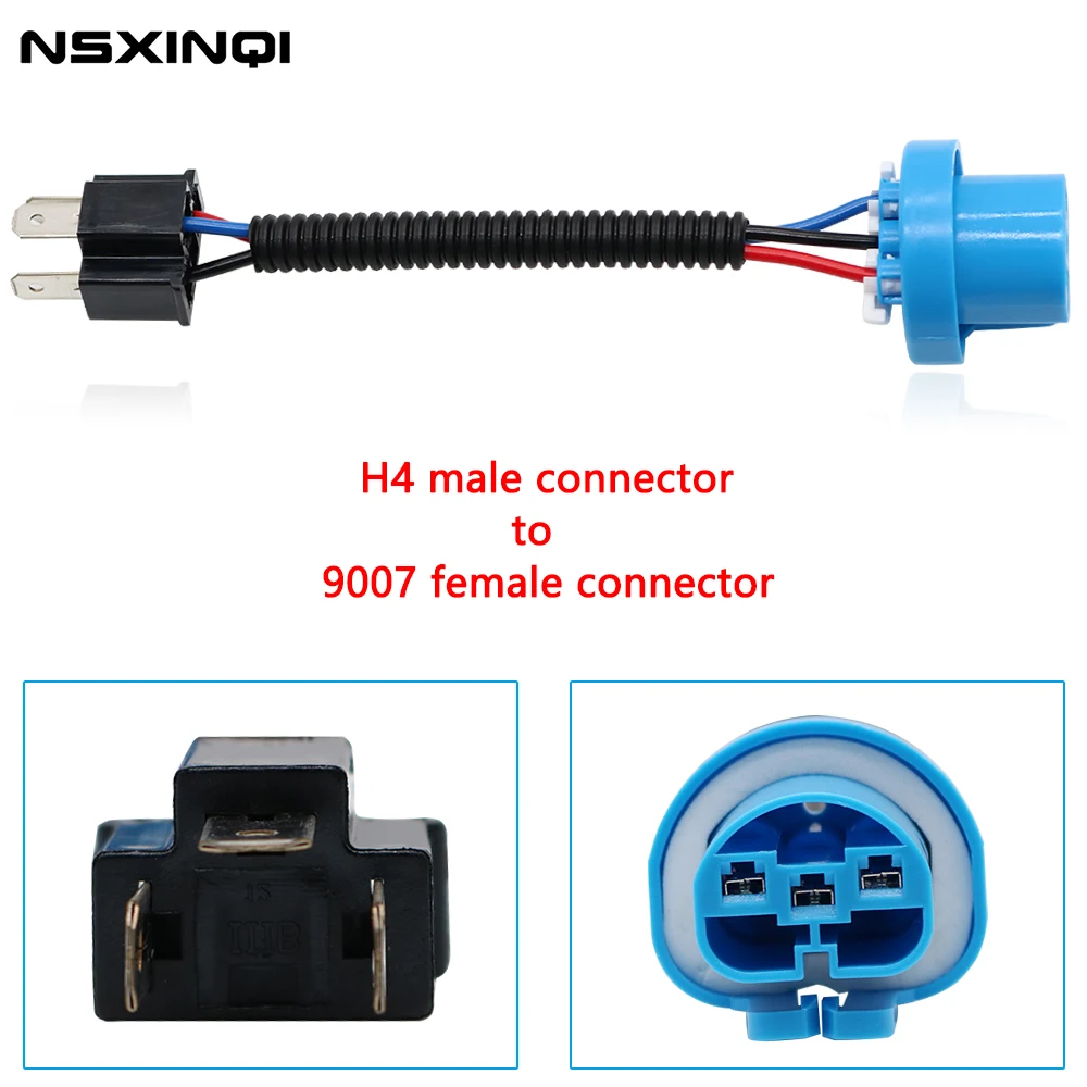 

NSXINQI 1 шт. H4 Штекерный разъем на 9007 HB5 гнездовые разъемы конверсионный адаптер жгут проводов противотуманные фары