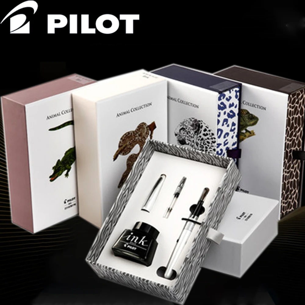 PILOT 88G Fountain Pen Set FP-MR2 F/M Animal Pattern Series Metal Material Business Office School Supplies Ink Gift Box