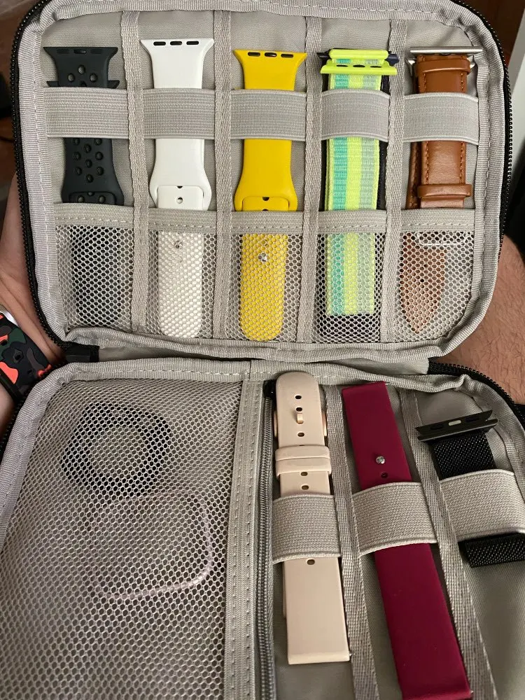 2021Multifunction Portable Watch Strap Organizer Watch Band Box Storage Bag Watchband Holder Watch Travel Case Pouch Black Gray