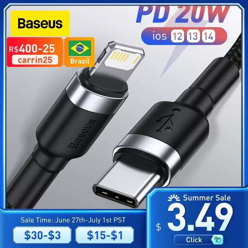 

Baseus PD 20W USB C Cable for iPhone 12 11 Pro Max Fast Charging USB C Cable for iPhone 12 7 Data USB Type C Cable