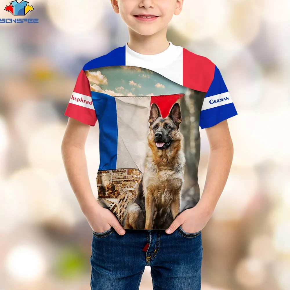 

SONSPEE 2022 качественная Детская уличная мужская женщина с круглым вырезом немецкая овчарка Фотография Девушка 3D печать уличные футболки