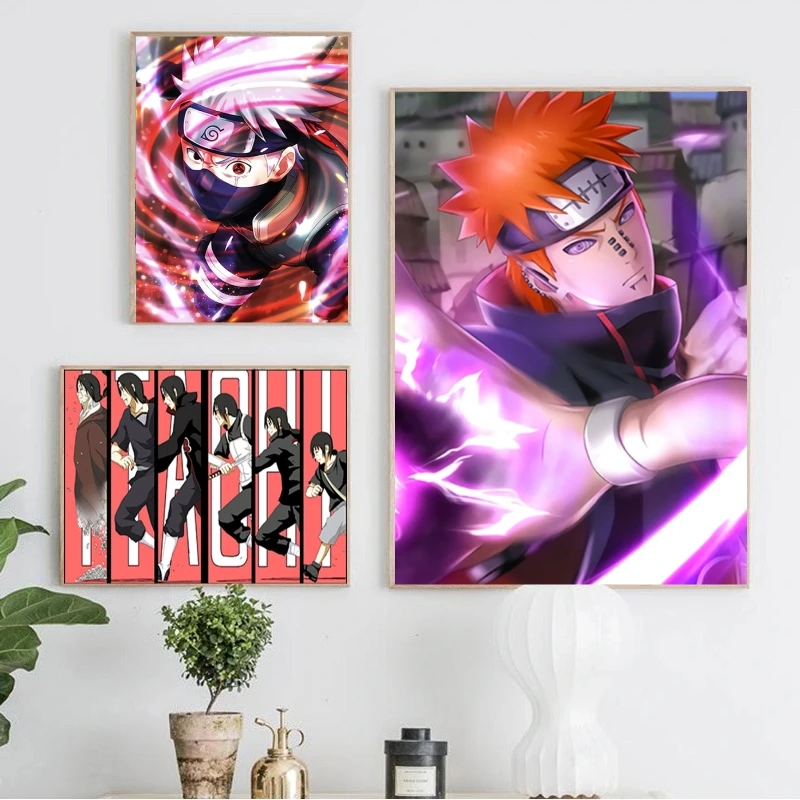 Картина маслом на холсте с персонажами аниме, искусство на фоне гостиной, настенный постер, детский подарок