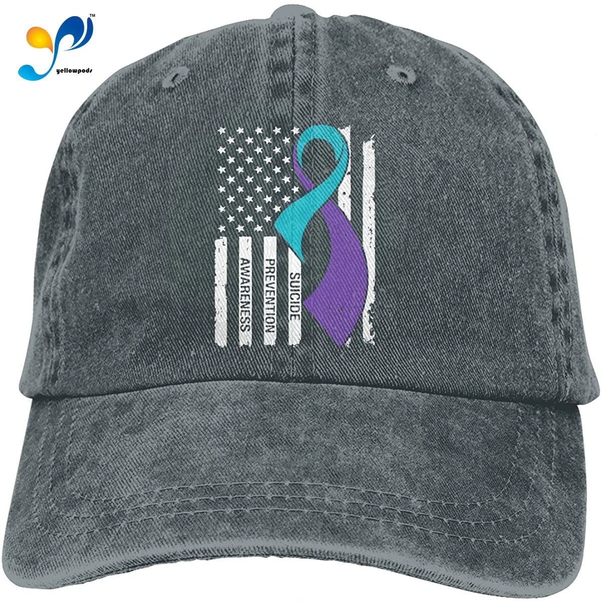 

WYFQ501 Suicide Prevention Awareness Flag Men's Women's Adjustable Jeans Baseball Hat | Denim Jeanet Dad Hats