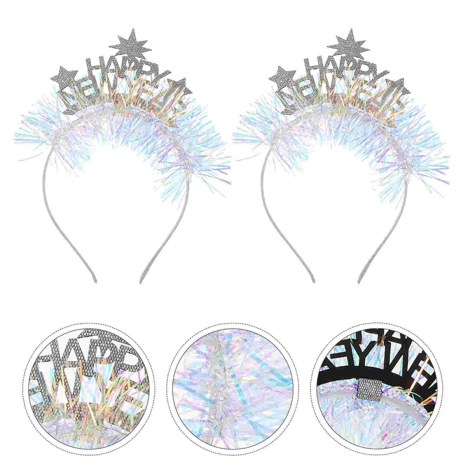 

New Year Headband Hair Christmas Happy Glitter Hairband Party Hoop Tiara Hoops Festival Tinsel Headpieces Years Festive Spring