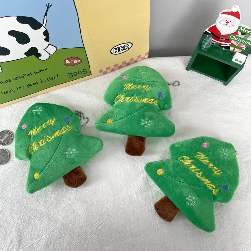 Симпатичный плюшевый Кошелек для монет с мультяшной елкой кошелек на молнии USB