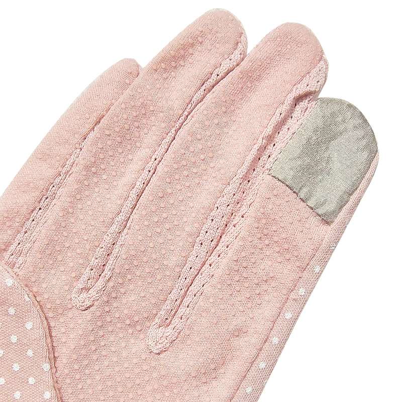 Fashion Ladies Summer Cotton Gloves Solid Color Print Dot Breathable Non-slip Sunshade UV Touch Screen Driving Gloves for Women images - 6