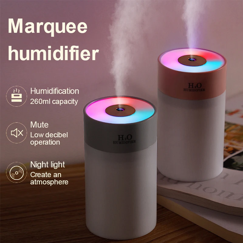 Портативный тихий увлажнитель воздуха с питанием от USB 260 мл