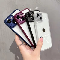 for iphone 13 12 pro max case luxury transparent acrylic glitter metal camera lens protection shockproof bumper phone cover