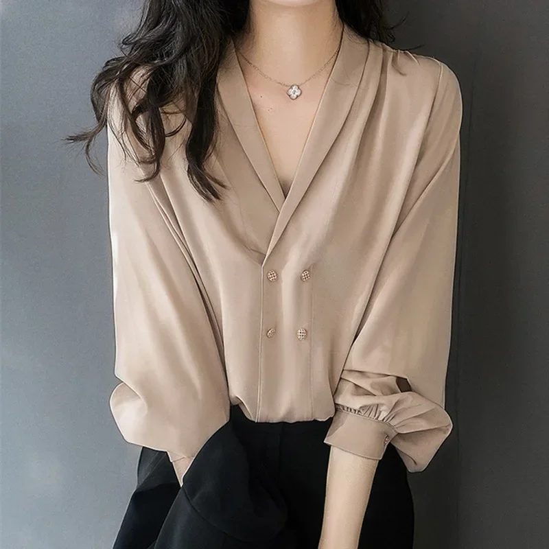 2024 весенне-осенняя женская нишевая рубашка универсальная двухрядная куртка на