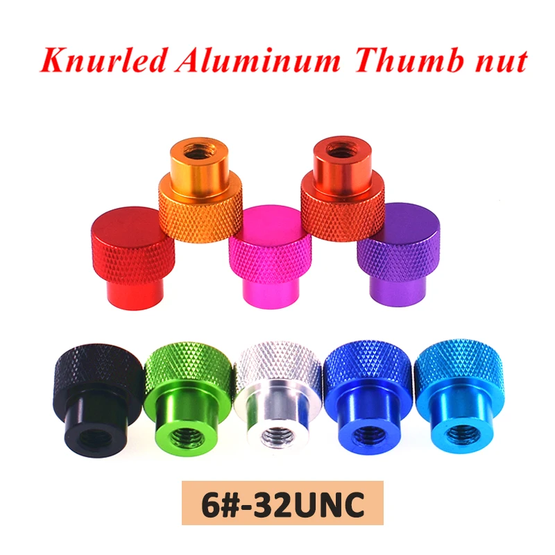 

1-10Pcs 6#-32UNC Blind Frame Hand Tighten Flange Nut Aluminum Alloy Knurled Hand Thumb Nut for FPV RC Models Anodized Colourful