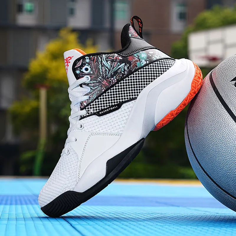 

New Arrival Men's Basketball Shoes Cushioning Breathable Sport Shoes Graffiti Athletic Casual Shoes Women Basketball Sneakers
