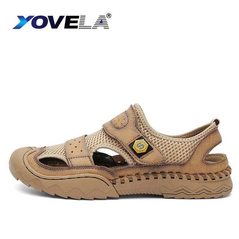 

Classic Quality Leather Mesh Men Sandals Comfortable Men Summer Casual Shoes Beach Sandals Hard-wearing Men Foot Wear Shoes