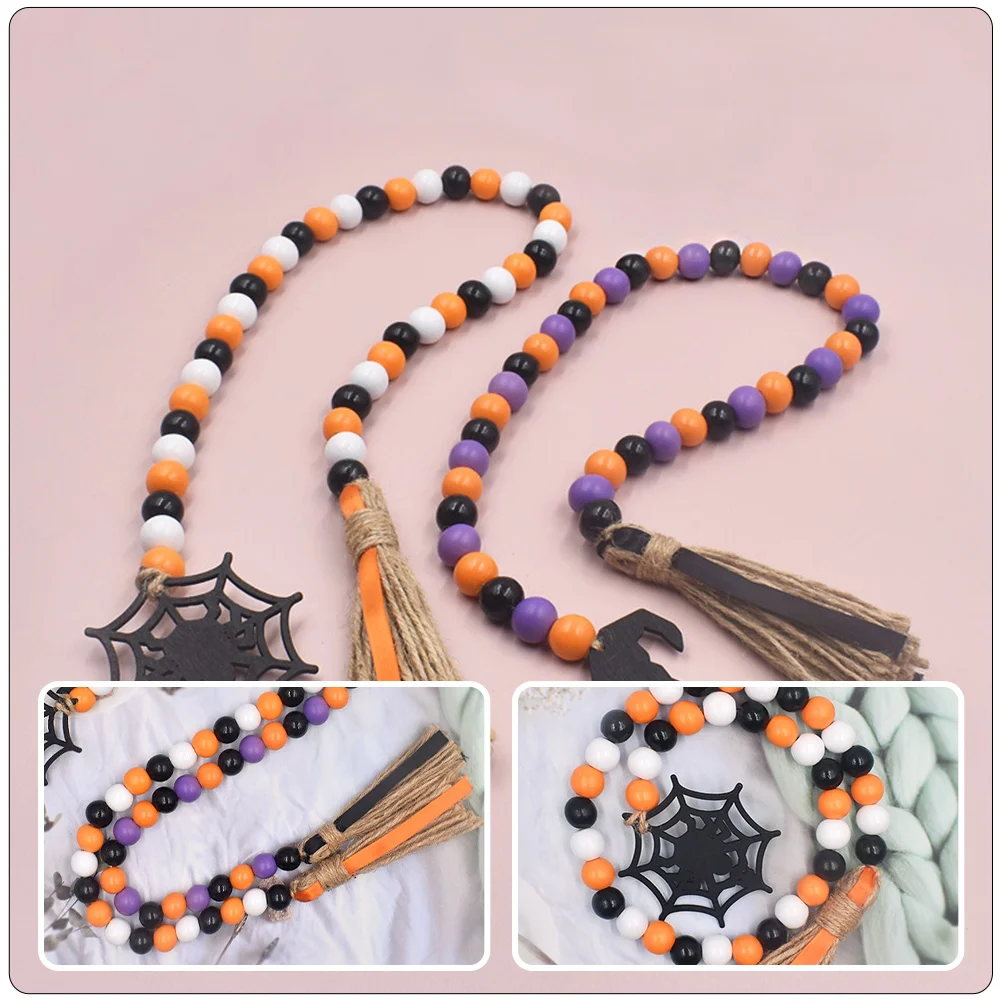 2 шт. Хэллоуин бусины с кисточками украшение для банки деревянная гирлянда