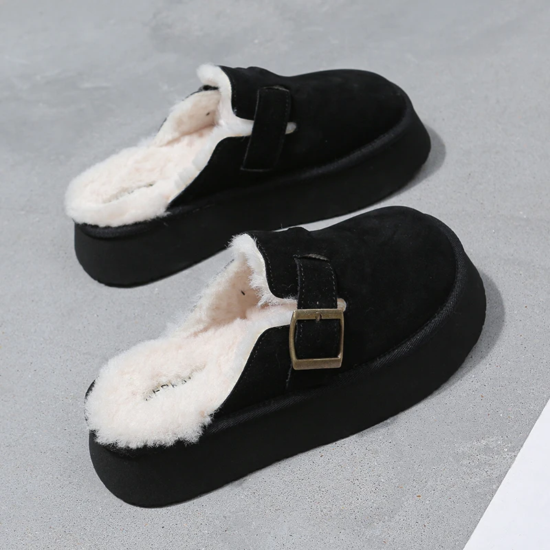 Плюшевые тапочки женские полувнешние туфли Boken новинка зимы 2230 бархатные зимние