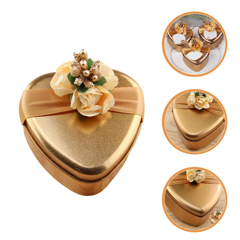 

5pcs Wedding Candy Containers Heart Shaped Tinplate Box Decorative Candy Boxes Biscuit Cans Bridesmaids Gift Box