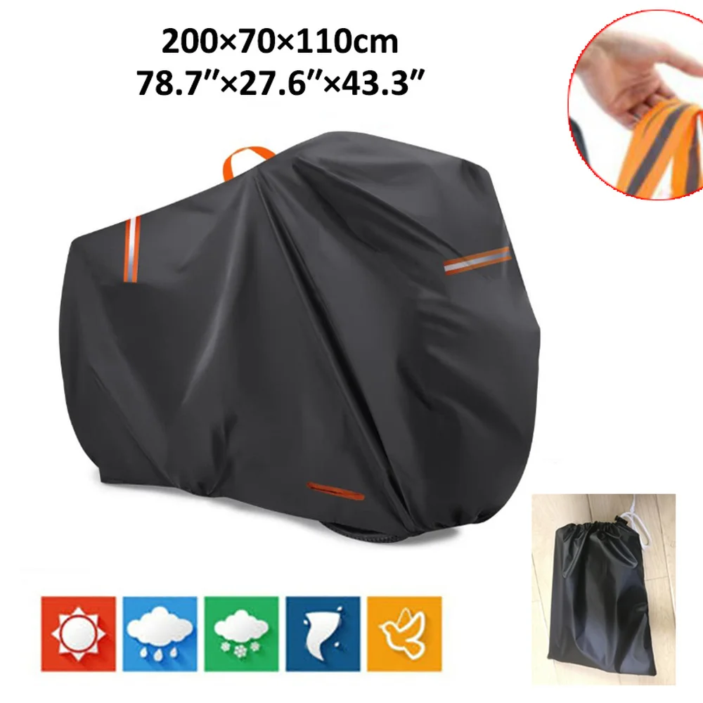 

1x 210D Heavy Duty Bicycle Rain Cover Waterproof and UV Resistant Black Durable Outdoor Mountain Bicycle Motorcycle Dust Cover