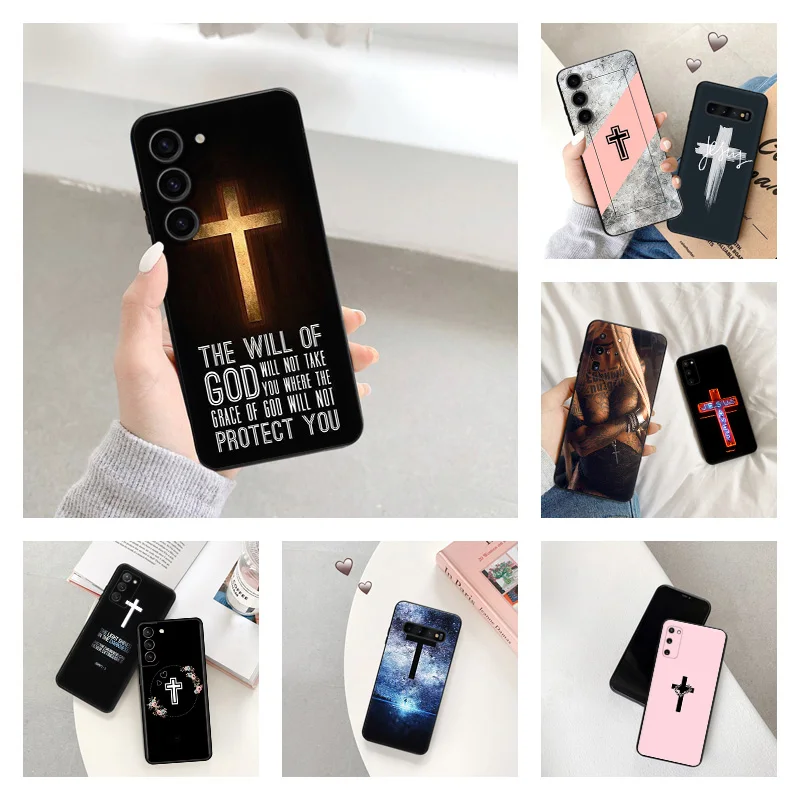 Чехол для телефона Samsung S24 Ultra S23 FE S22 S21 S20 S10 Кристиан Иисус девушка ангел галактика