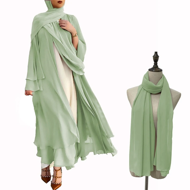 Abaya Kimono Dubai Kaftan Muslim Cardigan Abayas Dresses Women Muslim Maxi Chiffon Dress Robe Turkey Islam Clothes