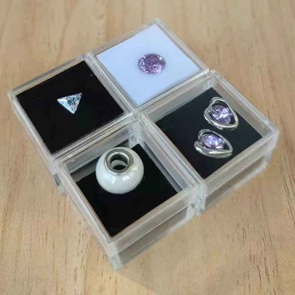 

Clear Earring Jewelry Storage Box Loose Diamond Gems Stone Gift Packaging Organizer Ring Trollbeads Pearl Display Holder Box