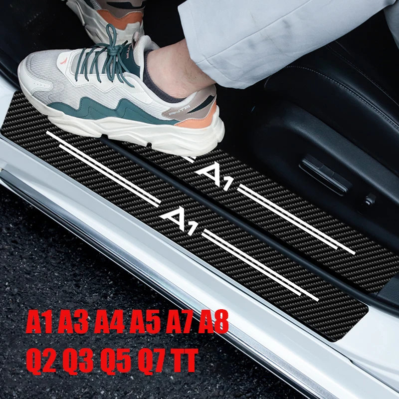 

4 шт./набор, наклейки на пороги автомобиля, из углеродного волокна