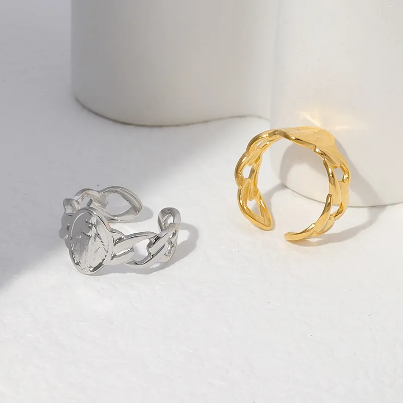 

Big Old Rings For Women Stainless Steel Adjustable Opening Anillos Mujer Couple Birthday Gift Ins Jewelry Envio Gratis