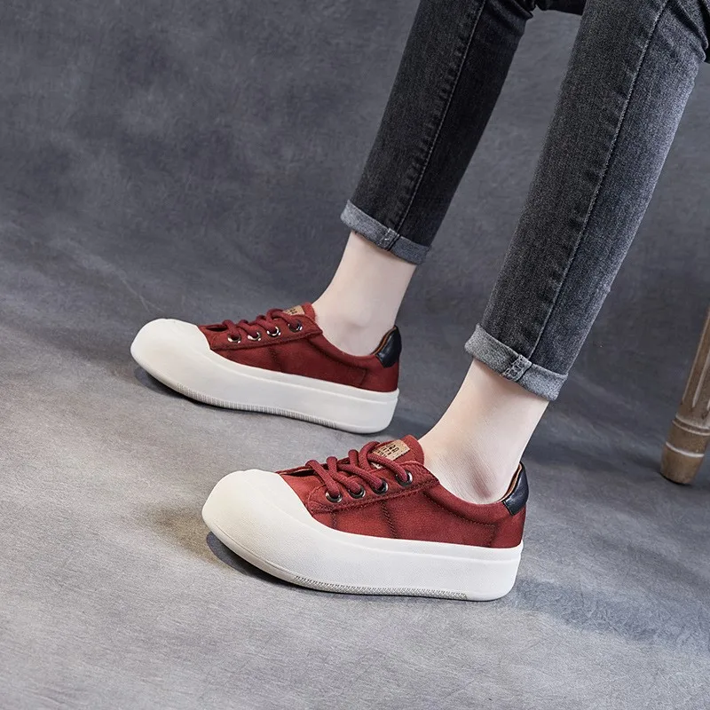 2023 spring new retro platform platform board shoes leather big head ugly cute casual lace-up niche original women's shoes