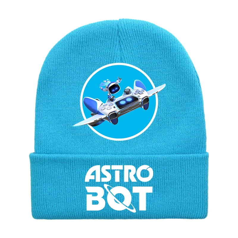 Фото Детские вязаные шапки AstroBoted с принтом на игровую тематику, вязаные шапки-бини для мальчиков и девочек, зимние повседневные теплые шапки, повседневные шапки для езды на велосипеде на открытом воздухе №3