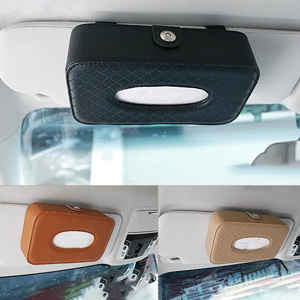 

Car Hanging Tissure Box Strap Type Tissue Storage PU Leather Box for Car Seat Back/Visor Car Styling