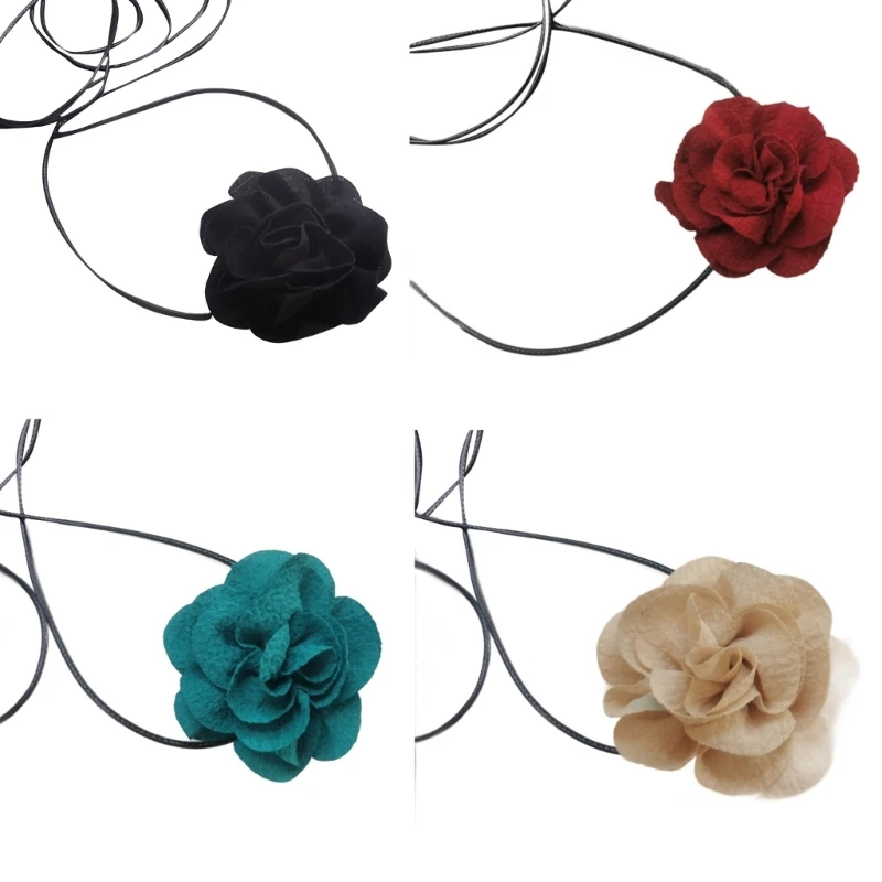 

Rose Choker Camellia Choker Lace up Necklace For Women Goth Choker Flower Choker Necklace Lace Flower Collar Necklace