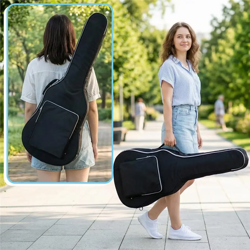 Фото Чехол для гитары ShoppingSports, сумка для переноски акустических гитар 40/41 дюйма, с толстым наполнителем, чехол-сумка для гитары. №3