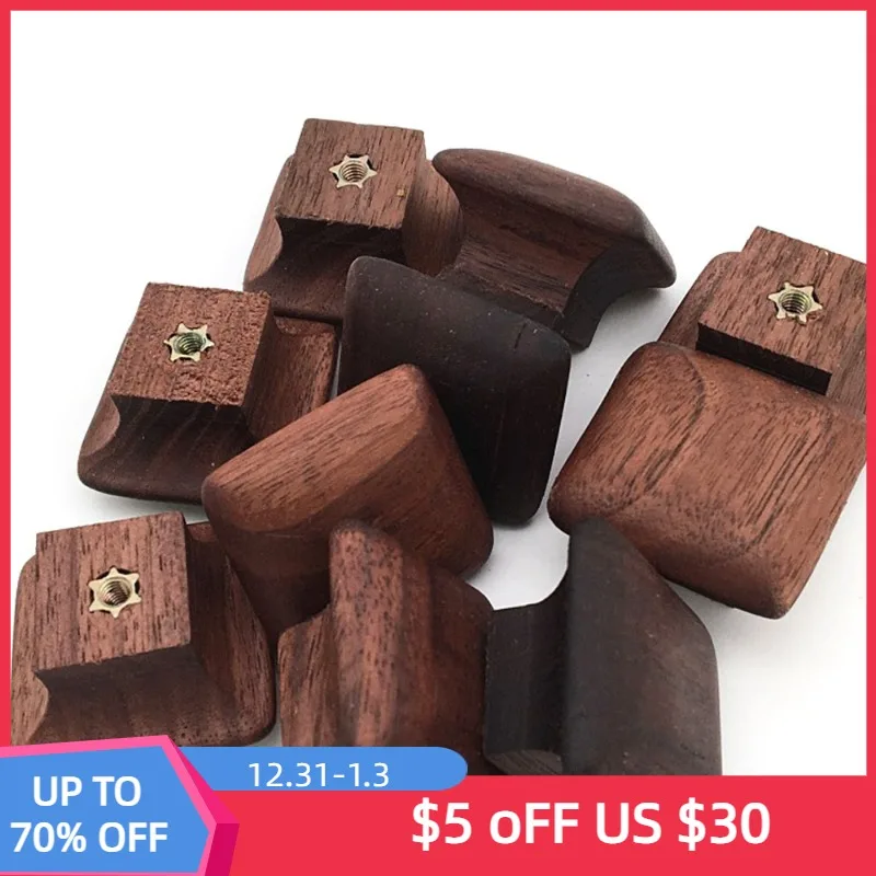 

Square Wooden Cabinet Knobs Furniture Drawer Handles Nordic Solid Wood Wardrobe Shoe Cupboards Door Pulls Hardware with Screws