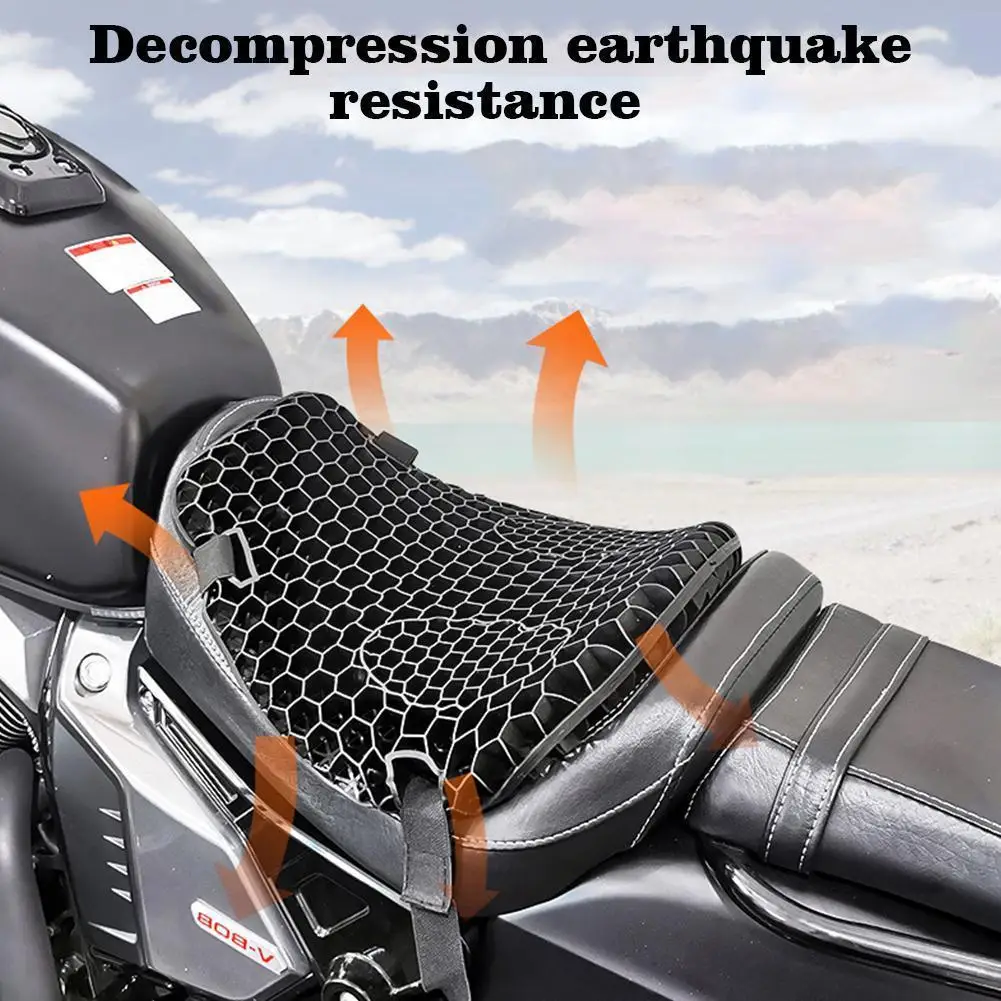 

Breathable Honeycomb Motorcycle Shock Absorption Massage Black Technology Accessories Motorcycle Elastic High Cover Cushion R8y5