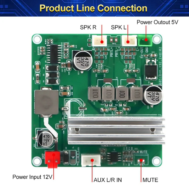 12V Hifi Digital Amplifier Board Stereo TPA3116 70Wx2 Dual Channel Preamp Power Class D Audio Module