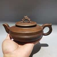 8 chinese yixing zisha pottery animal head line flat pot teapot purple clay pot kettle part mud ornaments gather fortune