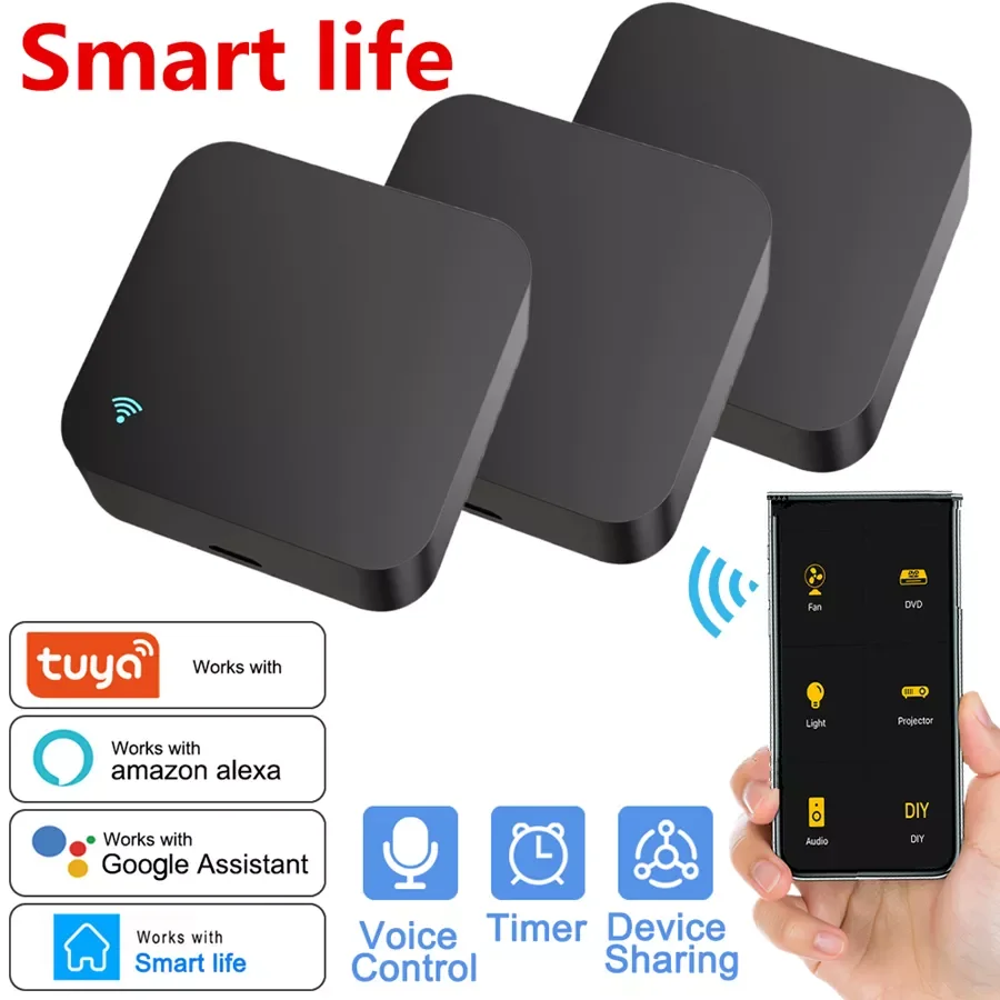 

Smart WIFI IR Remote Control Universal Infrared Tuya Smart Home Remote Controller for TV DVD AUD AC Works with Alexa Google Home