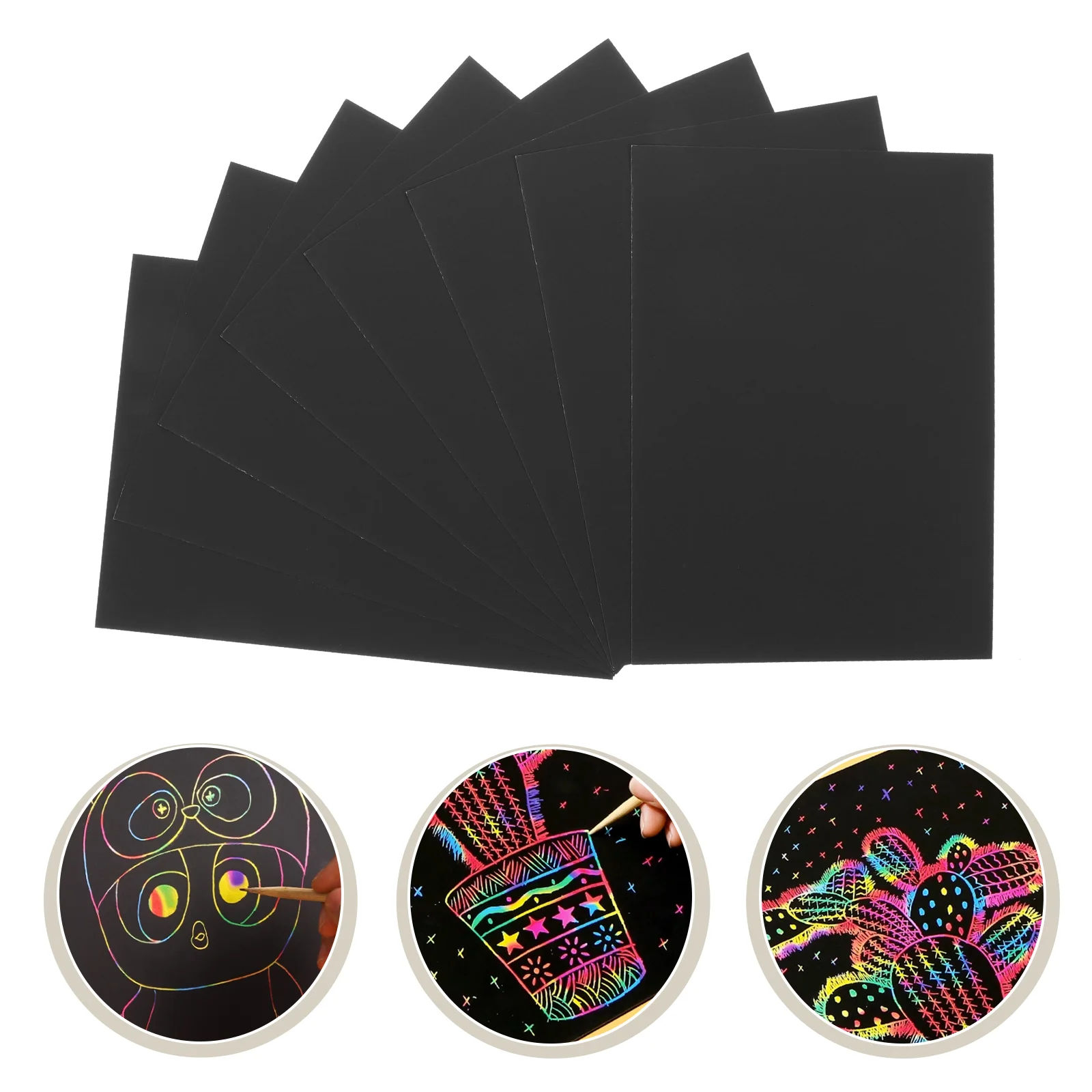 

55PCS Children Scratch Paper Scratching Drawing Painting Papers Creative Scratch Drawing Paper Set Black (50 Sheets, 5 Bamboo