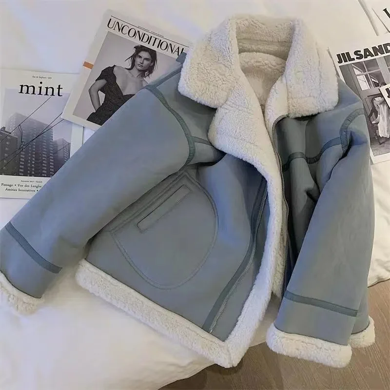 

Женские меховые пальто в стиле ретро из искусственной кожи, кожаная теплая куртка, женская модная верхняя одежда на молнии с длинным рукавом, зимнее мотоциклетное пальто, 2022