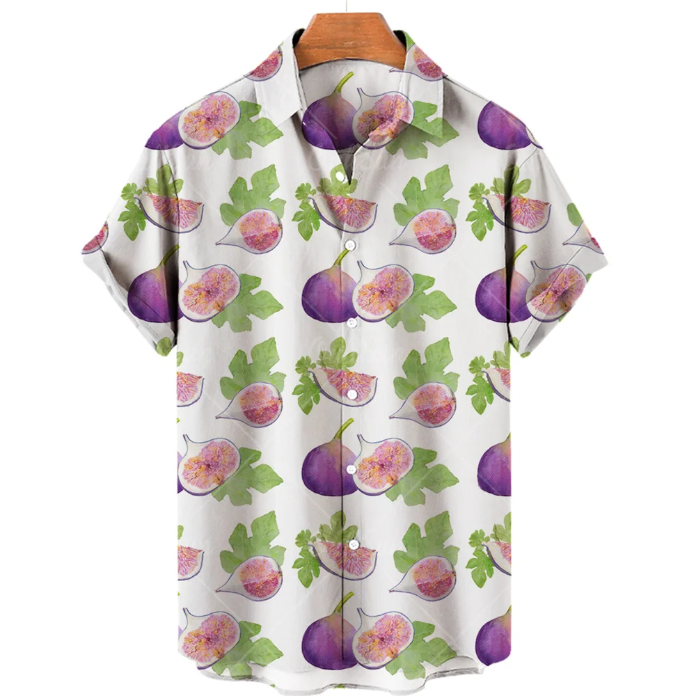 

Summer Fashion Men's Hawaiian Shirt Short Sleeve Button Lapel Leaf Print Casual Beach Shirt