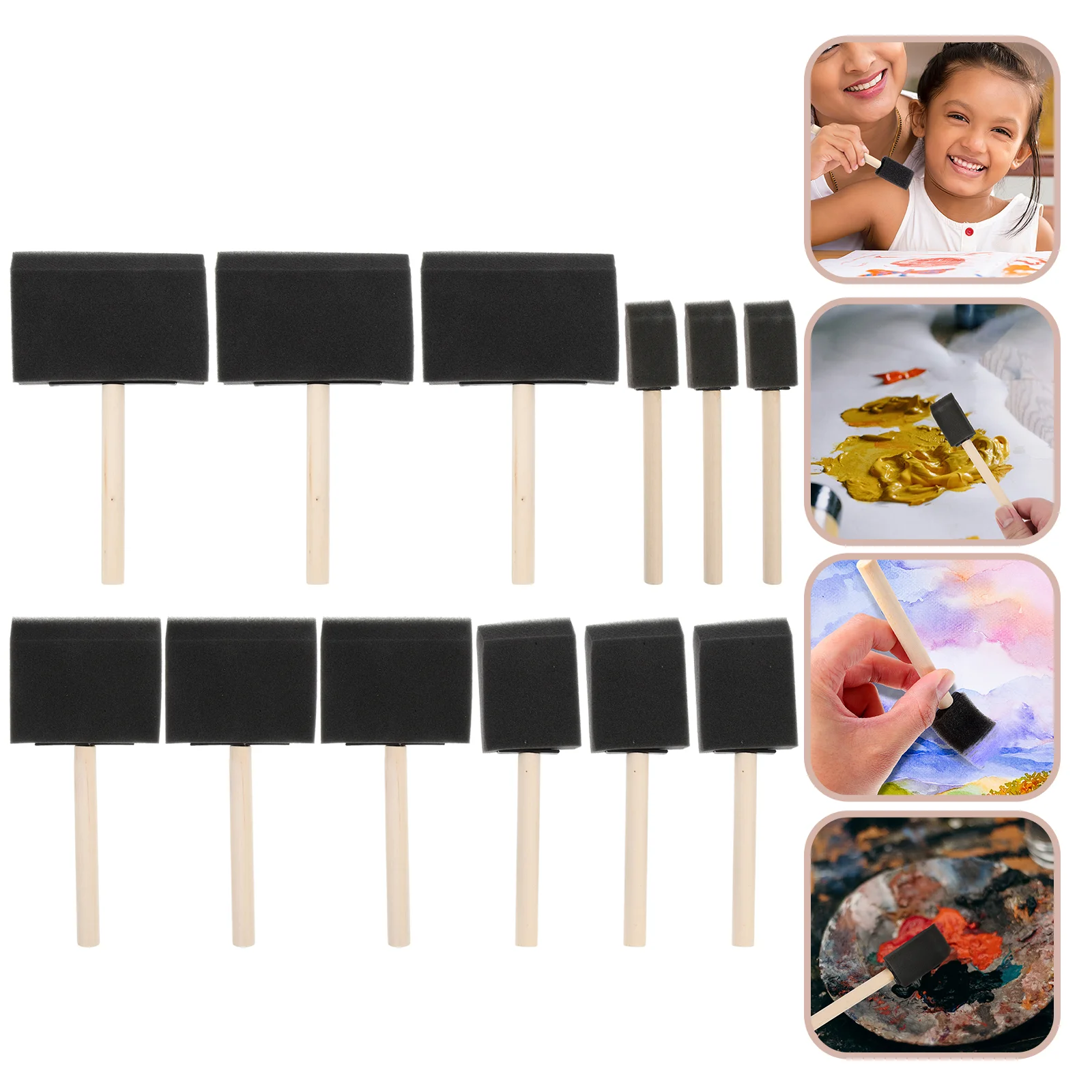

12pcs Paint Brushes Kids Sponge Paint Brushes Doodling Sponge Brushes Tools