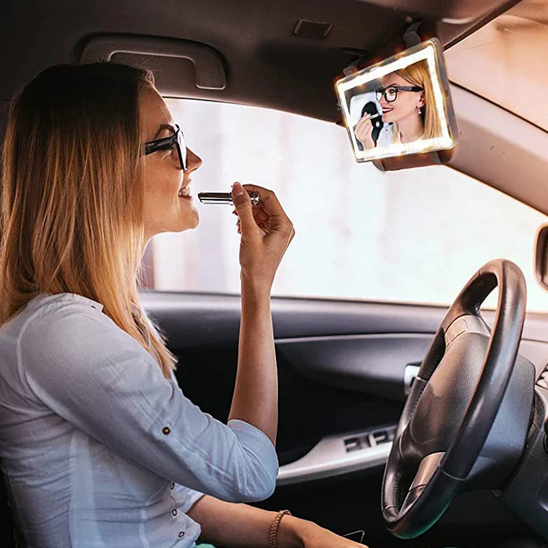 

Car Makeup Mirror Visor Mirror with Led Light Charging Beauty Mirror Outdoor Hand Foldable Pocket Makeup Beauty Cosmetic Tool