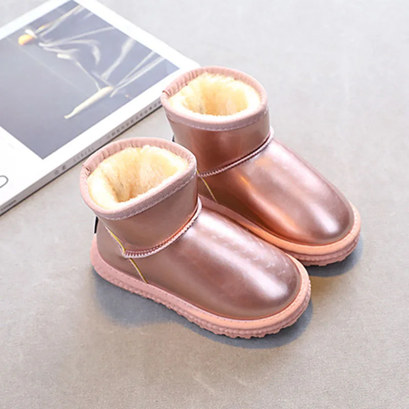 

2022 winter new children's snow boots girls plus velvet boys warm cotton shoes waterproof short boots